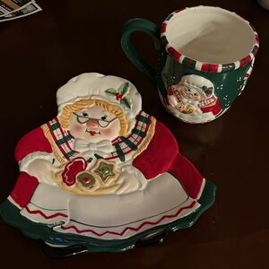 Christmas Holiday Mug Plate Set Mrs Santa Claus